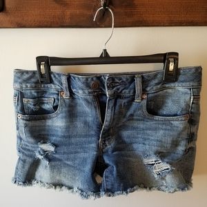 AEO Distressed Midi Shorts